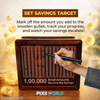 PIXII WORLD Wooden Money Bank | Money Saving Box Wooden | Piggy Bank